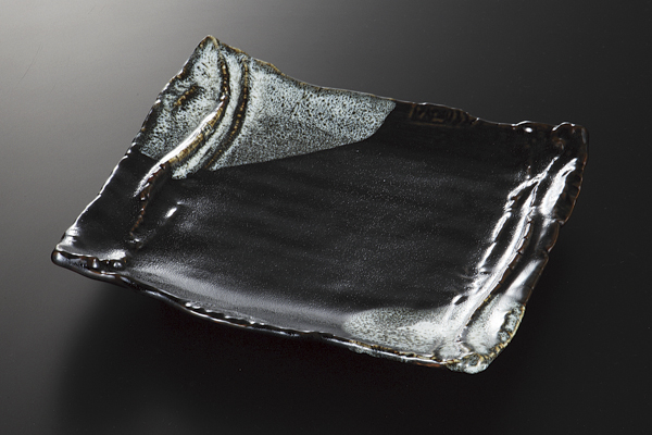 唐津流し ちぎり角大皿