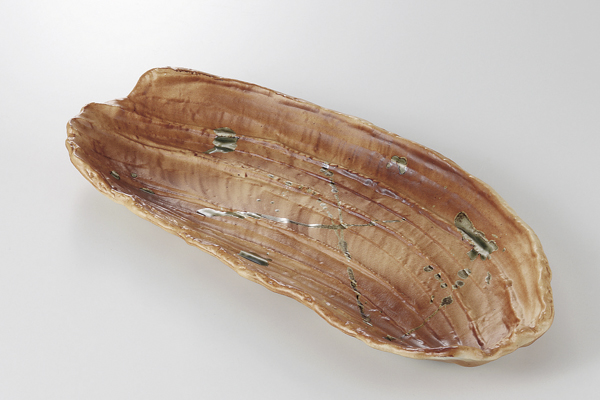 【廃番】焼〆灰散し 変形長皿