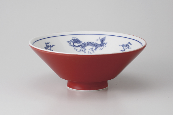 【廃番】塗分龍紋(赤) 深口めん丼