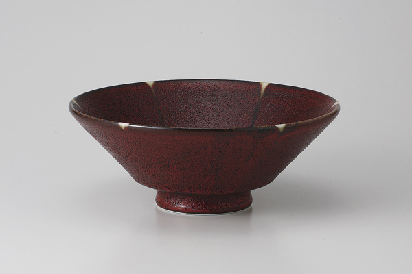 赤黒釉彩 浅口めん丼