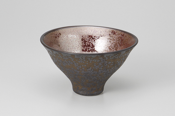 赤結晶ヌリ分け 高台鉢(中)