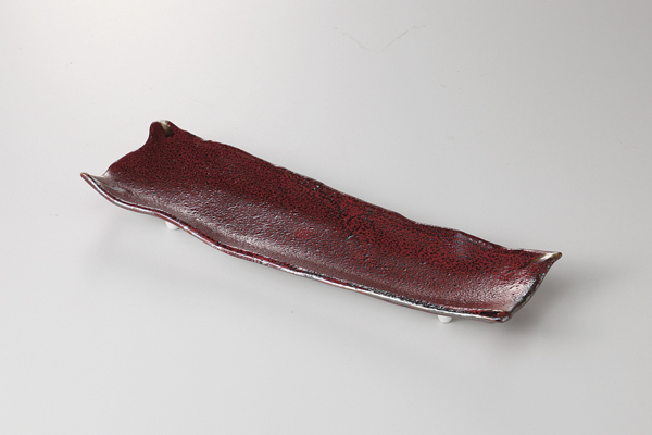 赤黒釉彩 ちぎり長皿