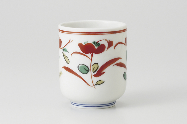 赤絵立花 長湯呑