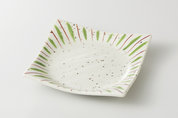 グリーン十草 角銘々皿