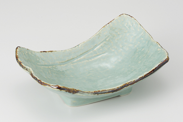 均窯グリーン 変形角鉢