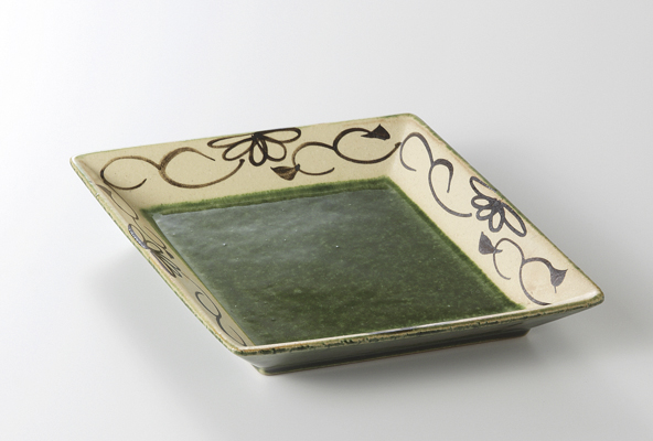 織部唐草 菱型前菜皿