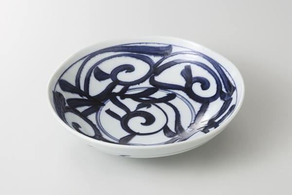 藍草文 六兵6.8深皿