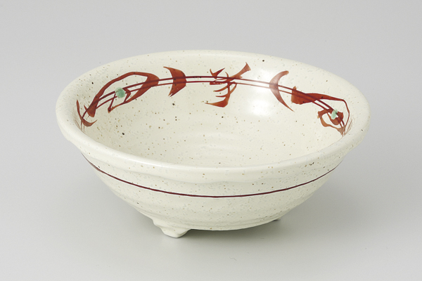 民芸草紋 玉渕三ツ足小鉢