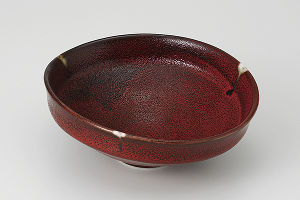 赤黒釉彩 たわみ6.0鉢
