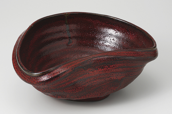 赤黒釉彩 曲込み盛鉢
