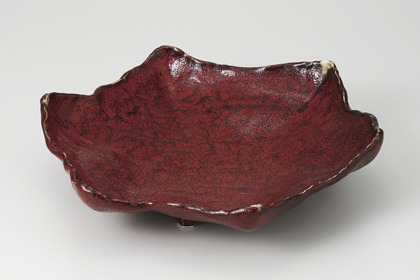 赤黒釉彩 9.0紅葉鉢