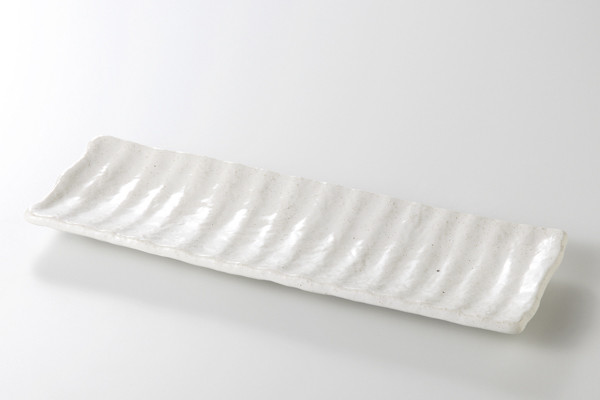 粉引 削ぎ目長皿