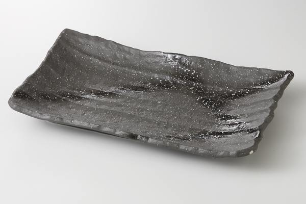 御影黒 削ぎ長角皿