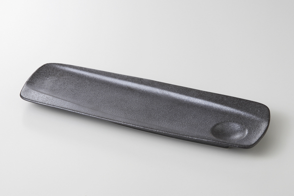 銀彩黒 仕切リム長皿