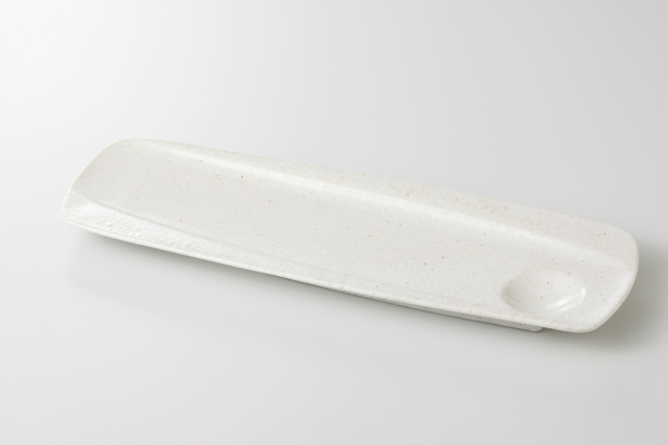 粉引 仕切リム長皿