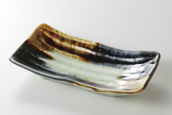 二彩ヒワ貫入 焼物皿