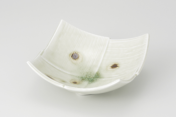 錆点灰釉 正角皿