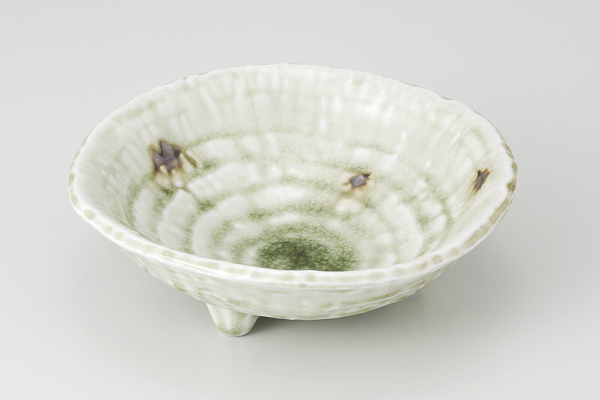 錆点灰釉 三ツ足中鉢