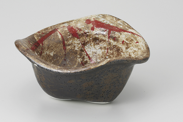 かいらぎ赤釉 三角鉢