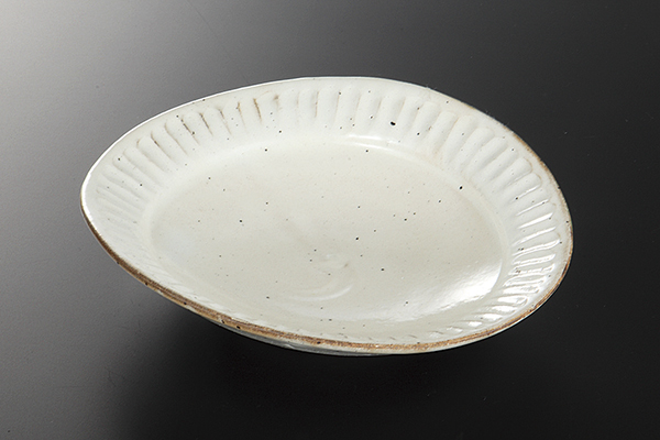 粉引削ぎ目 たわみ浅鉢