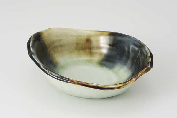 二彩ヒワ貫入 ひねり取鉢