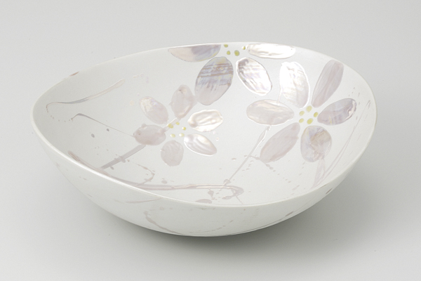 パール桃花絵 楕円盛鉢