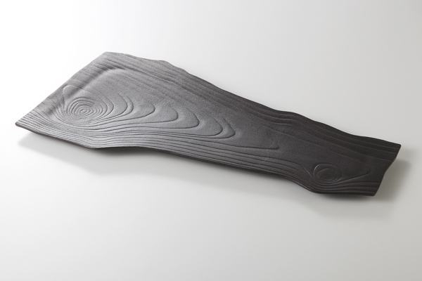 炭化木目 変形長皿