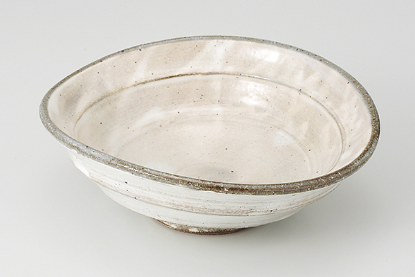 粉引 線段たわみ鉢