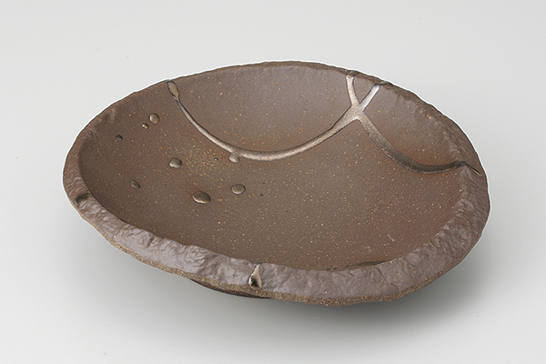 南蛮金釉格子 岩渕浅鉢