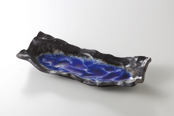 深海ブルー 波オードブル皿