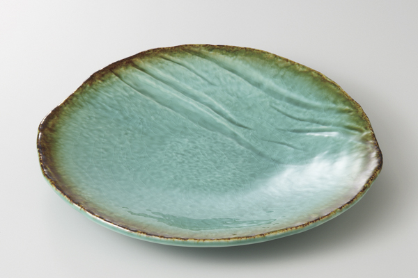 緑釉 9.0変形皿