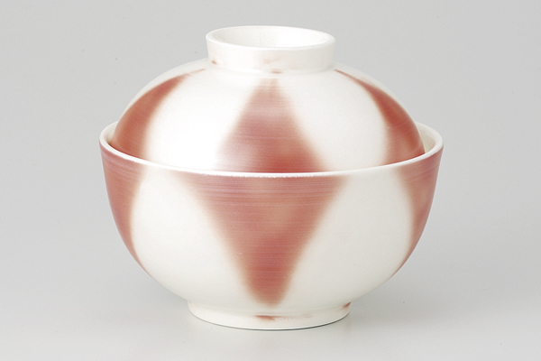 銀彩捻りピンク 煮物碗(小)
