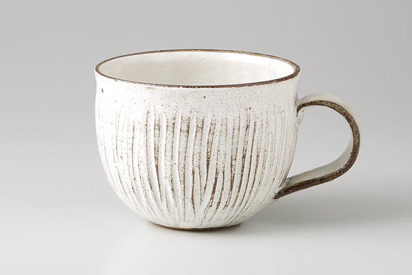 粉引十草彫 丸マグ