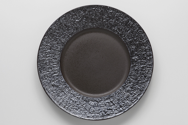 炭化虹彩 リム丸皿(大)