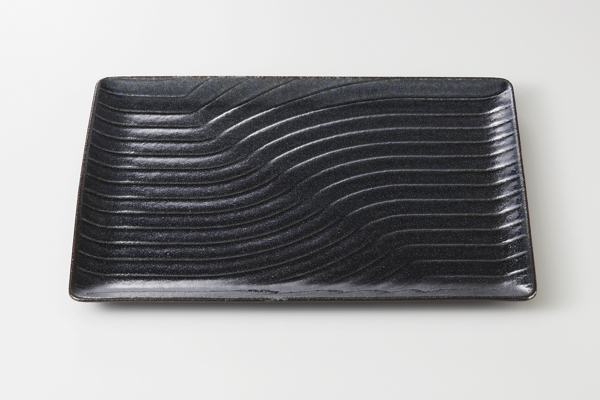 虹彩 波彫長角皿