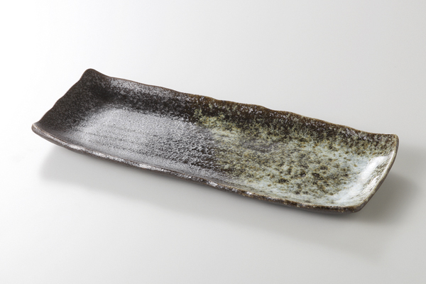 黒油滴白吹 長角皿