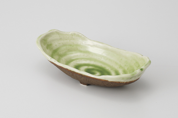 深緑 岩楕円鉢