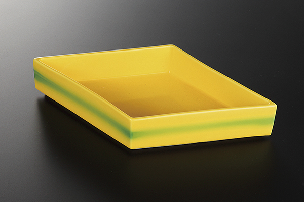 【廃番】黄釉グリーン吹 菱型向付