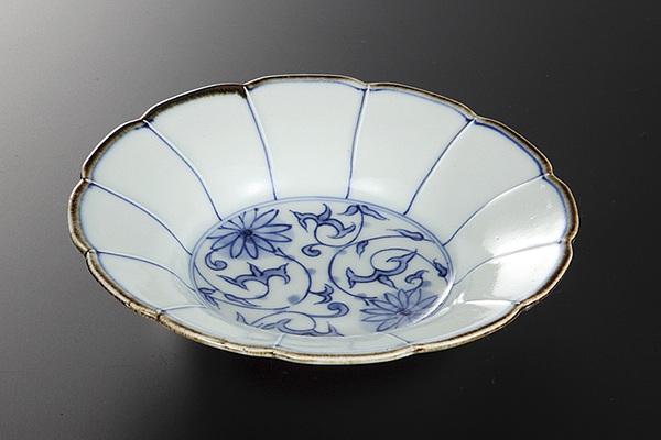 染付菊唐草 輪花6寸向付