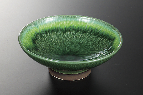 緑釉黄流し トチリ向付