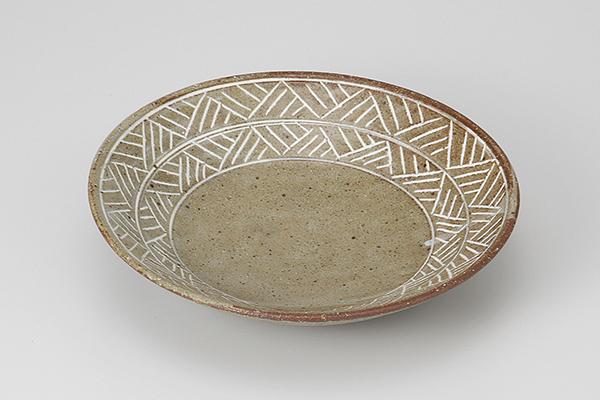 線彫灰釉 6.0浅鉢