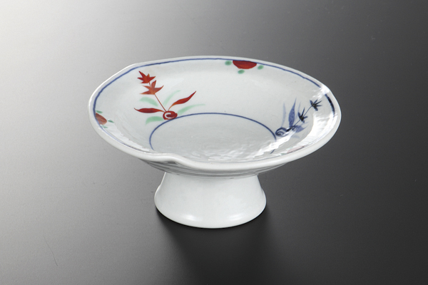 染錦立花 高台小鉢