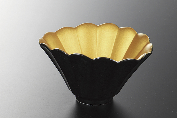 柚子黒金巻 菊型たわみ小鉢