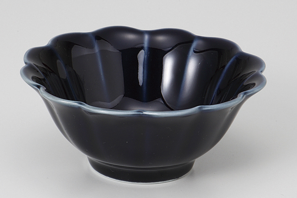 紺釉 花型小鉢