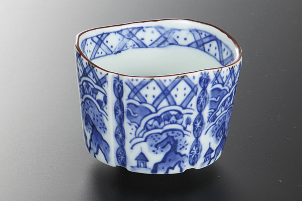 染付山水 切立丸小鉢