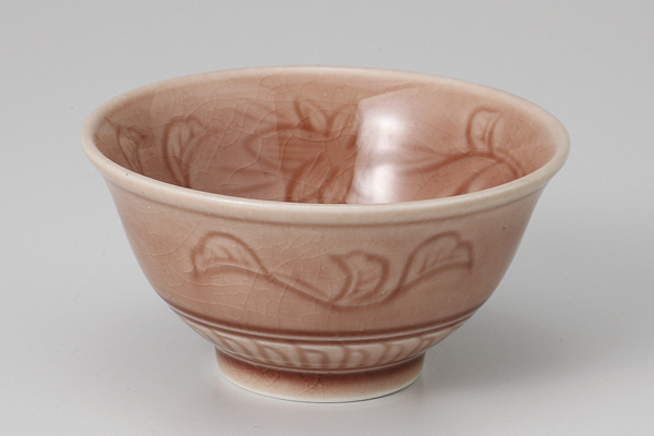 ローズピンク つゆ草小付