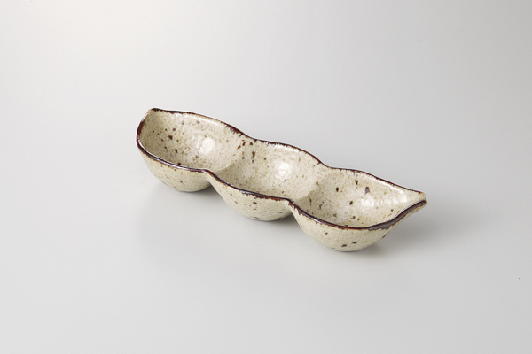 【廃番】錆粉引 豆形仕切鉢