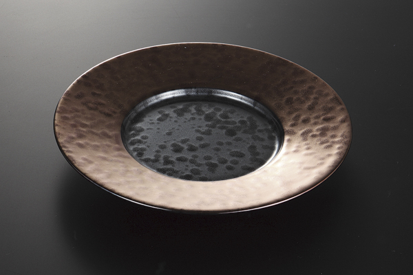 ブロンズ油滴天目 リム24㎝皿