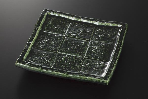 織部 市松彫正角皿(大)