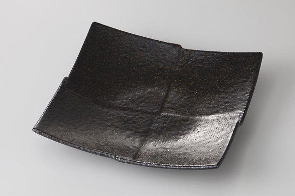 さつま黒 市松角皿(大)